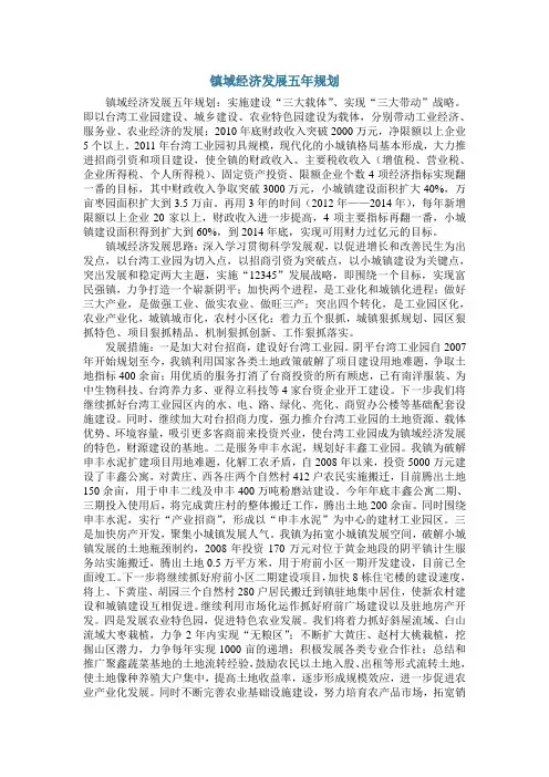 镇域经济发展五年规划