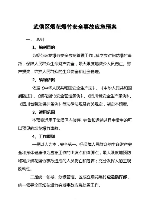 武侯区烟花爆竹安全事故应急预案