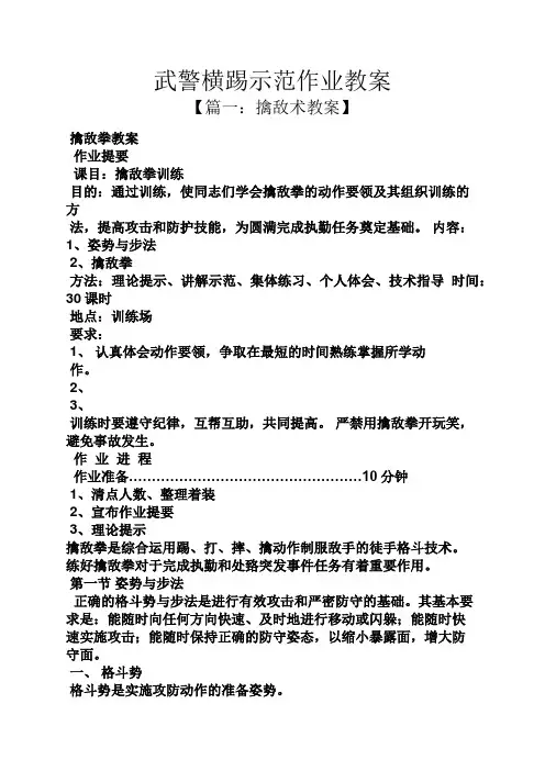 武警横踢示范作业教案