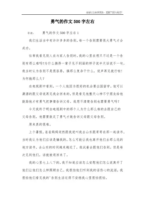 勇气的作文500字左右