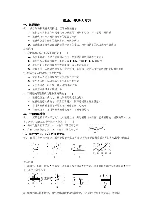 磁场和安培力复习课(培优班3课时)