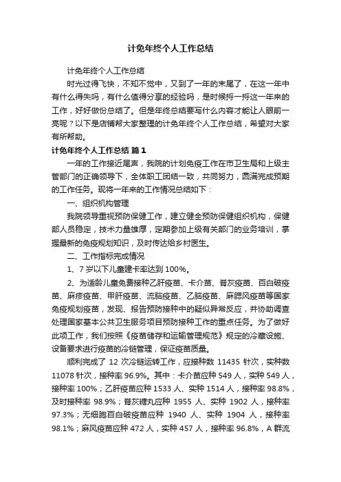 计免年终个人工作总结