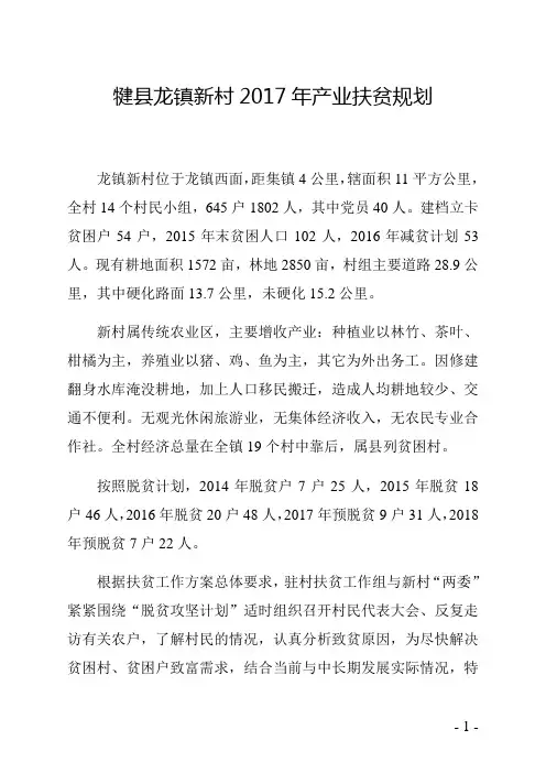 2017产业扶贫规划