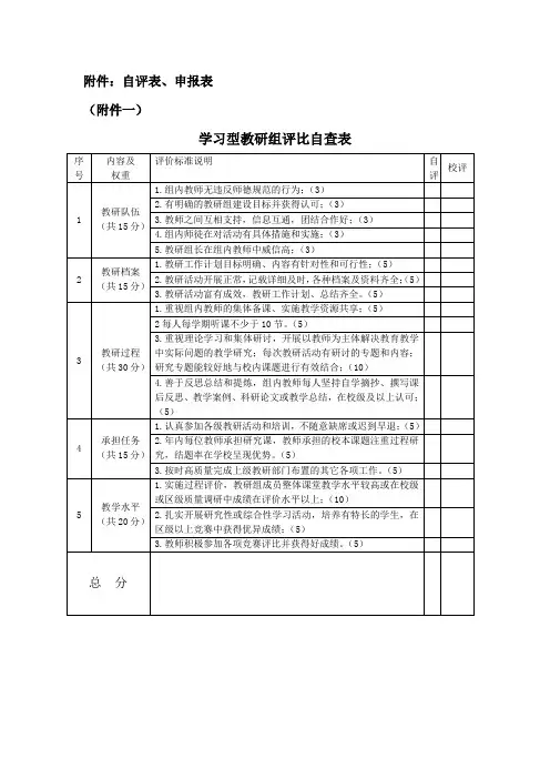 教研组评比表