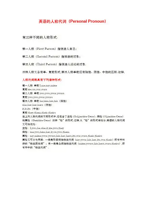 英语主格宾格所有格分类列表