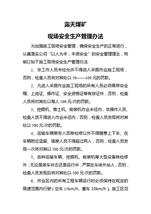 露天煤矿现场安全生产管理办法
