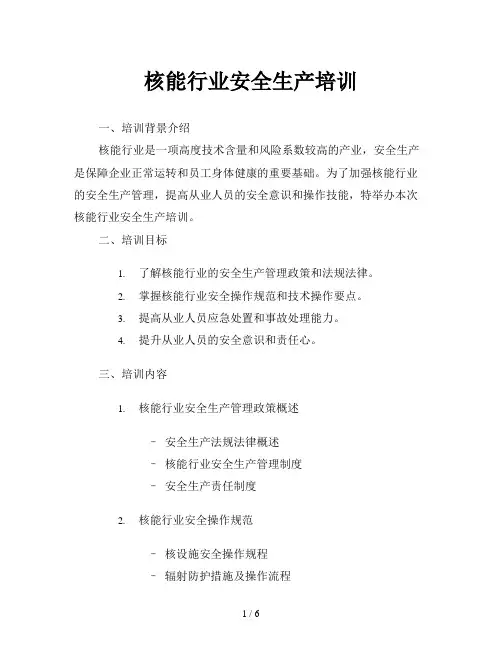 核能行业安全生产培训
