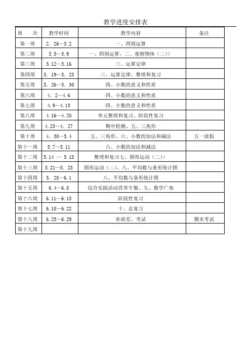 教学进度安排表