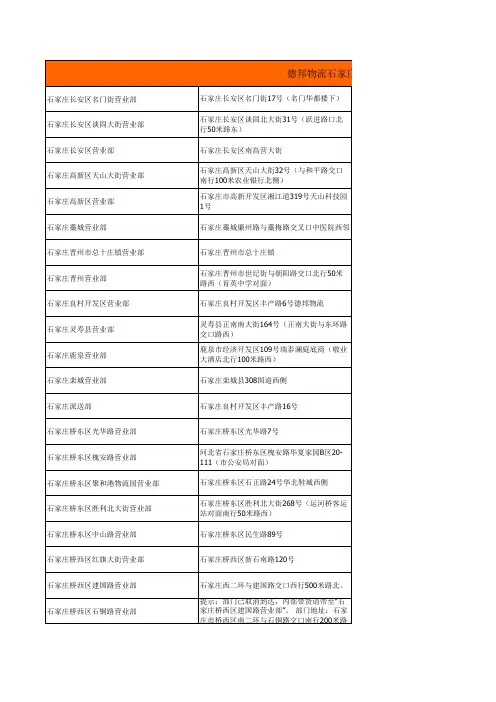 德邦石家庄营业网点分布图