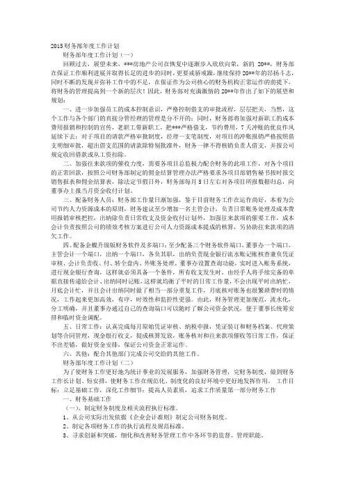财务年度计划