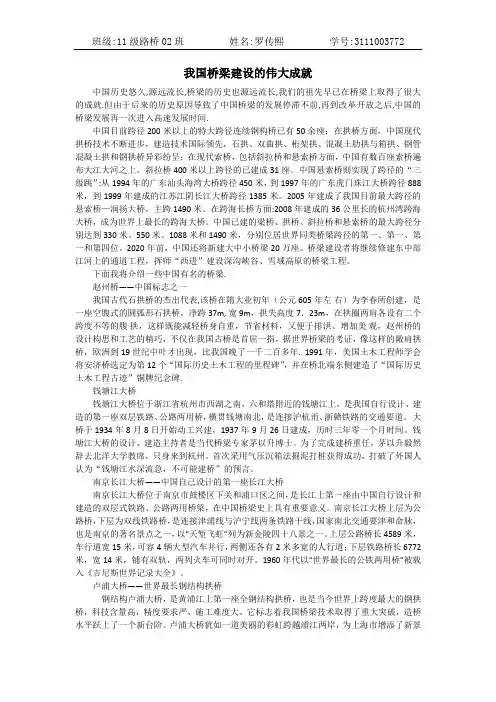 我国桥梁取得的伟大成就