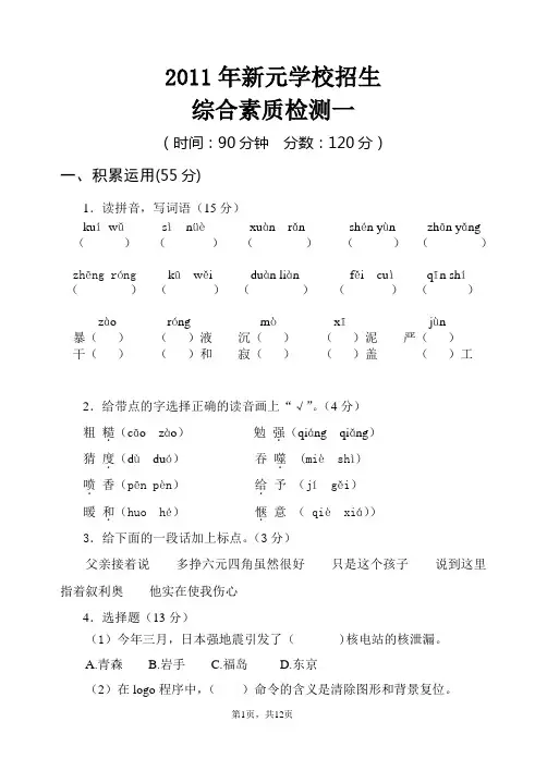 2011年新元学校招生