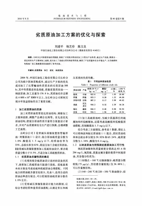 劣质原油加工方案的优化与探索