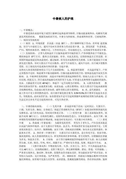 中暑病人的护理