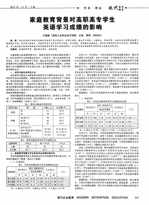 家庭教育背景对高职高专学生英语学习成绩的影响