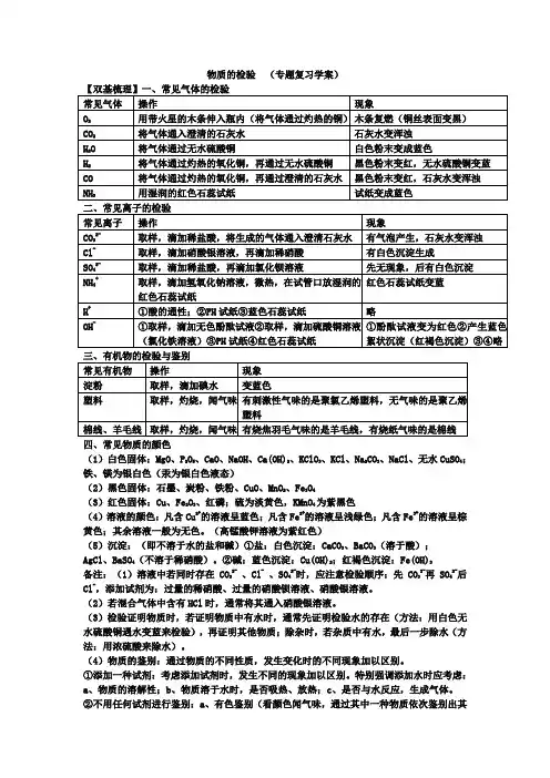 物质的检验  (专题复习学案).doc