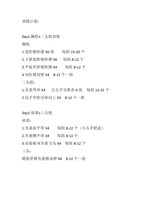 徒手训练计划