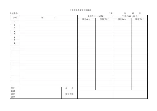 月份现金流量预计表模板