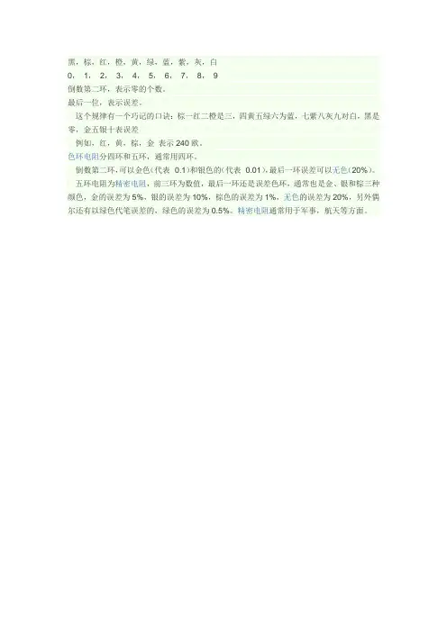 电阻大小的识别