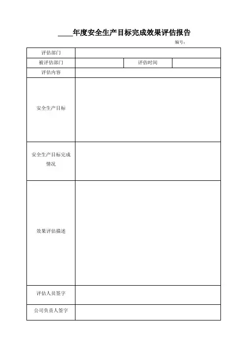 年度安全生产目标完成效果评估报告