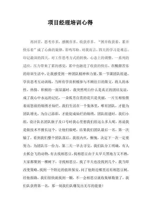 项目经理培训心得 2