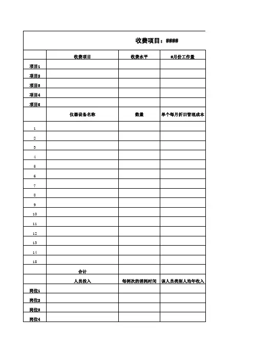 单病种(收费项目)成本核算表模板