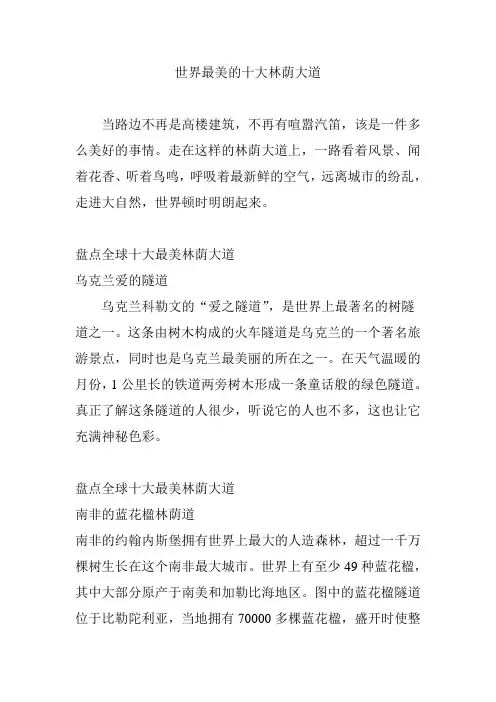 世界最美的十大林荫大道