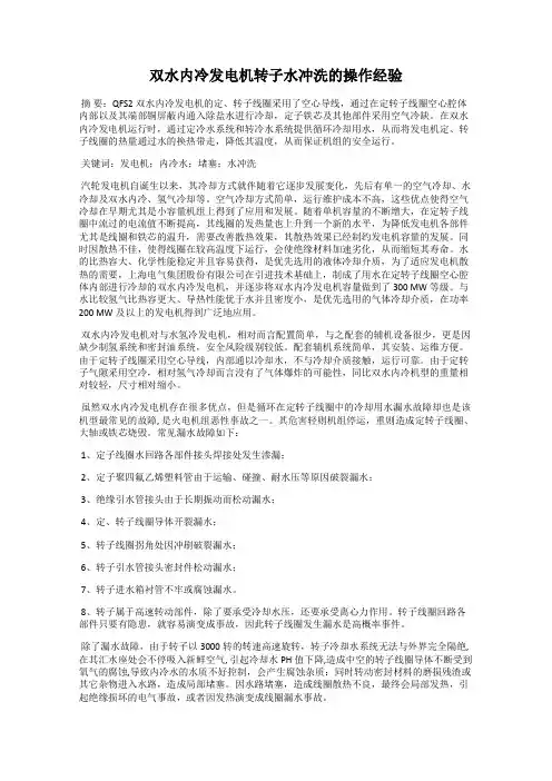 双水内冷发电机转子水冲洗的操作经验