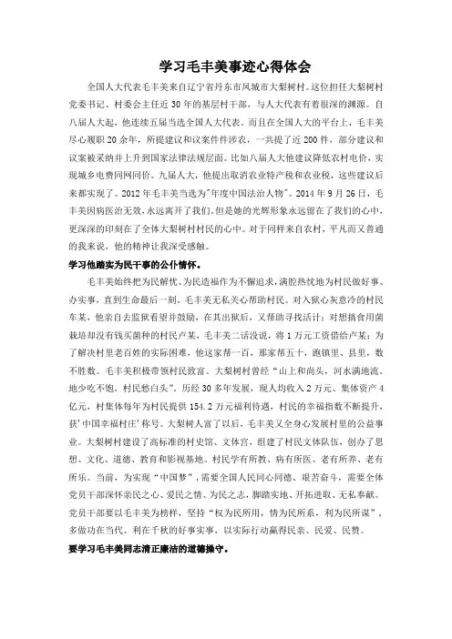 学习毛丰美事迹观后感