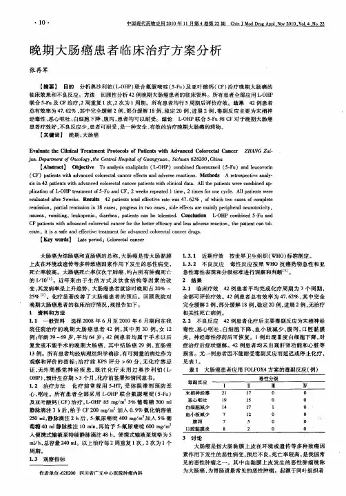 晚期大肠癌患者临床治疗方案分析