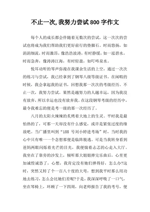 不止一次,我努力尝试800字作文