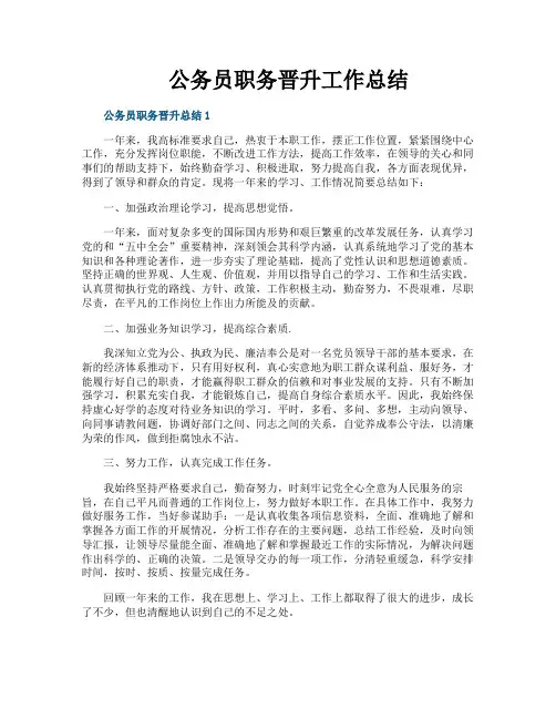 公务员职务晋升工作总结