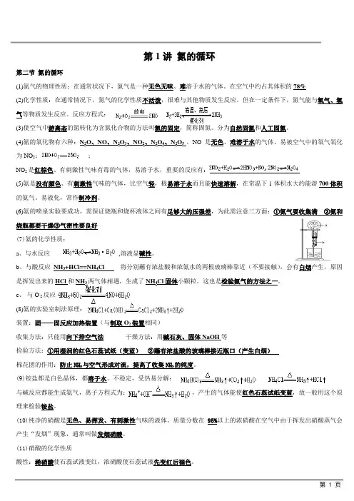 氮的循环 知识点总结