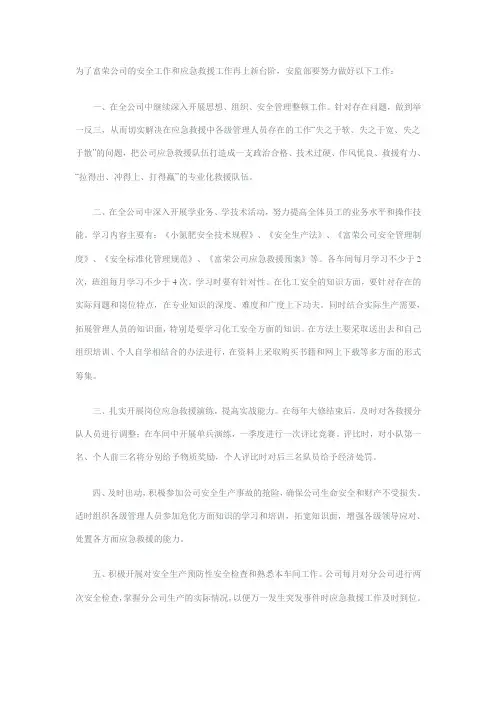 2008年应急救援工作总结