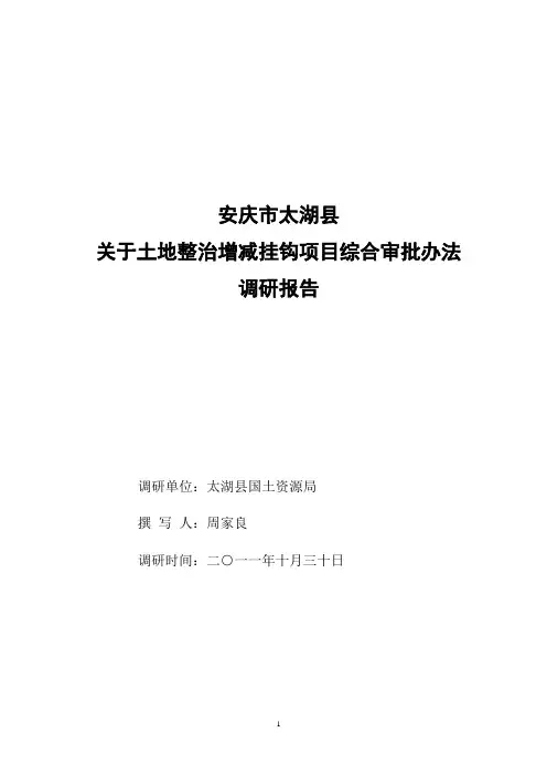 关于土地整治增减挂项目综合审批办法的调研报告