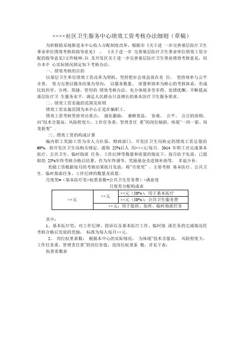 绩效工资考核办法细则