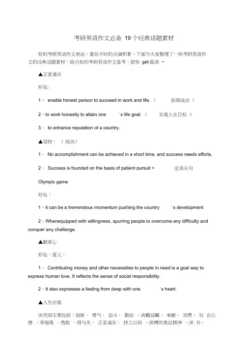 考研英语作文必备19个经典话题素材