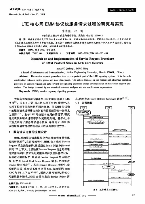 LTE核心网EMM协议栈服务请求过程的研究与实现