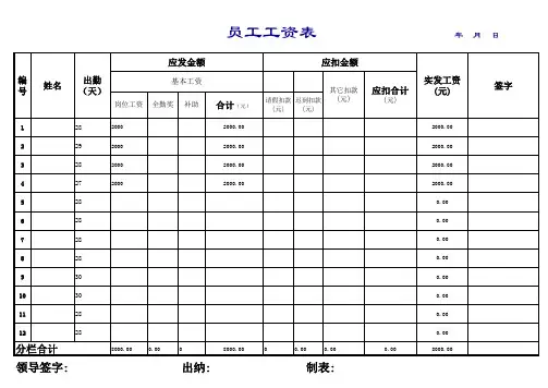 员工工资表模板(5)