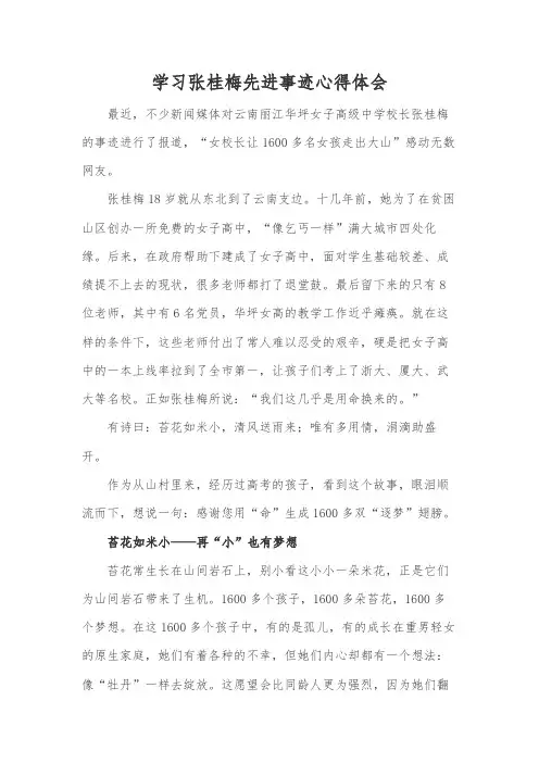 学习张桂梅先进事迹心得体会 2