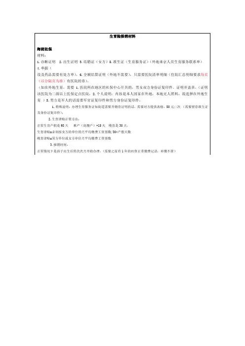 生育险报销材料