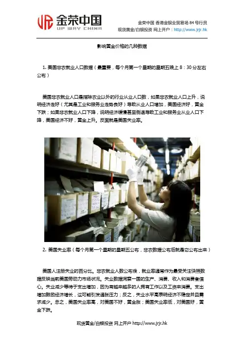 影响黄金价格的几种数据