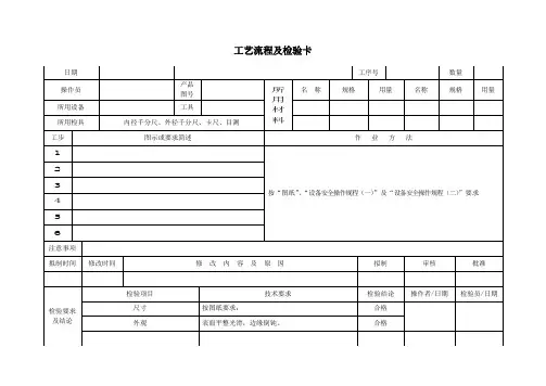 工艺流程及检验卡