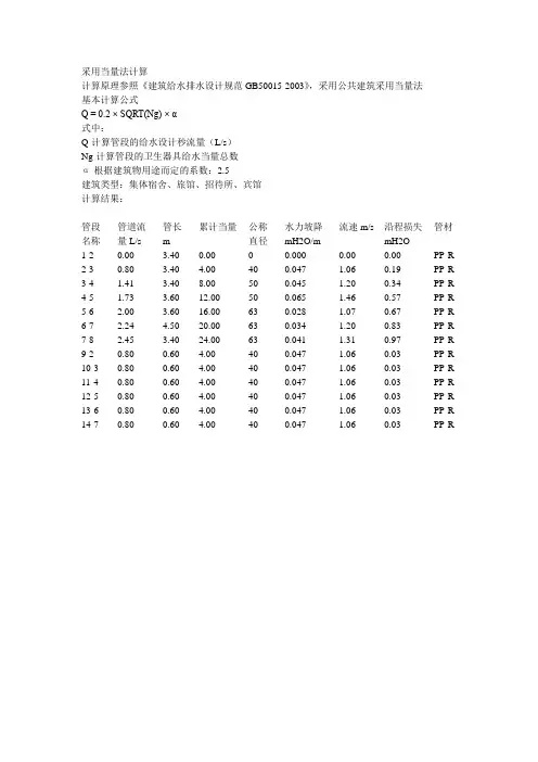 采用当量法计算