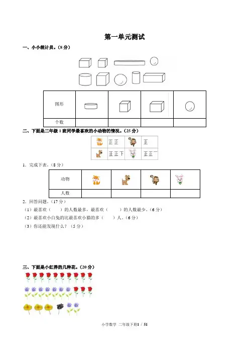 人教新课标小学二年级下册数学单元测试题含答案(全册)