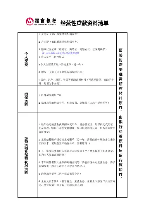 资料清单-经营贷