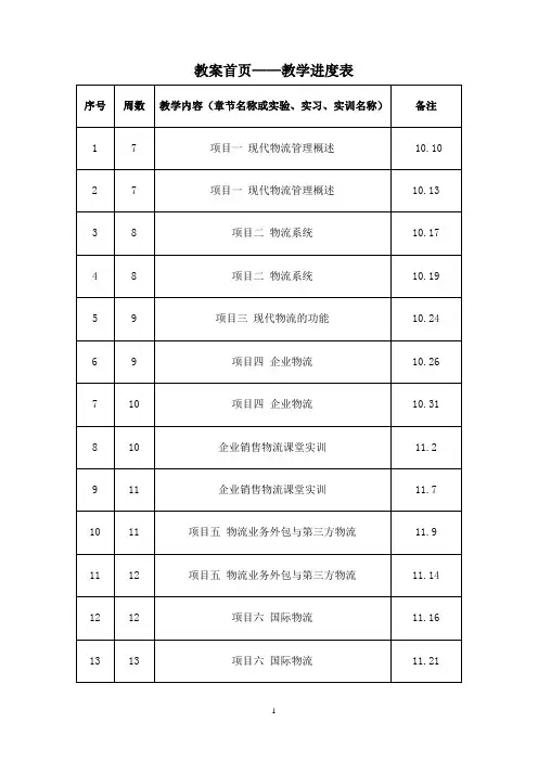 《现代物流基础》教学进度表