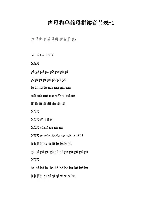 声母和单韵母拼读音节表-1