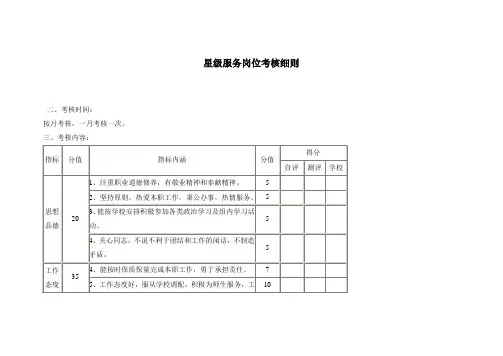 星级服务岗位考核细则