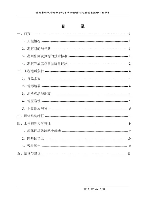小型水库修复勘察报告